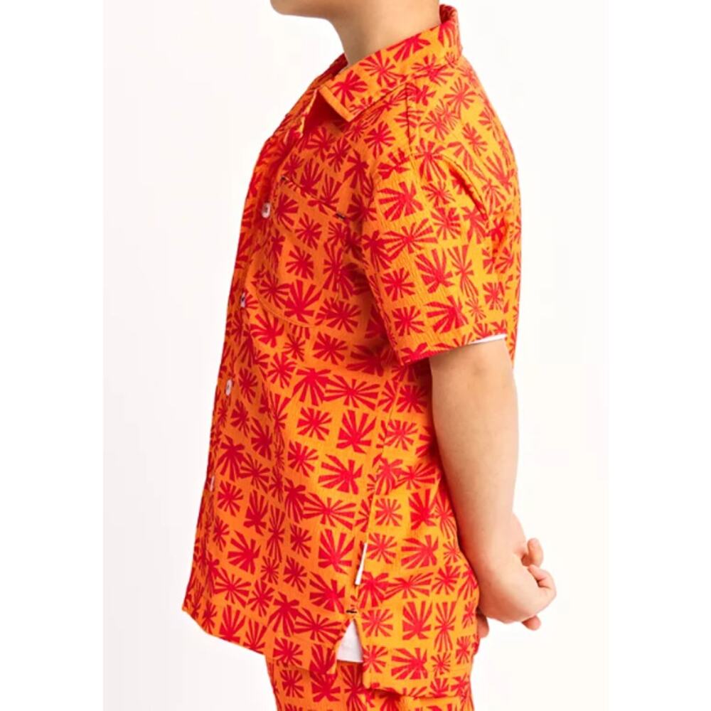 Sovereign Code Big Boys Printed Seersucker Short-Sleeve Button-Down Shirt Size 5 - Picture 3 of 9